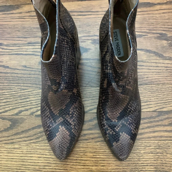 Steve Madden Jillian Brown Snakeskin Booties - Picture 2 of 4